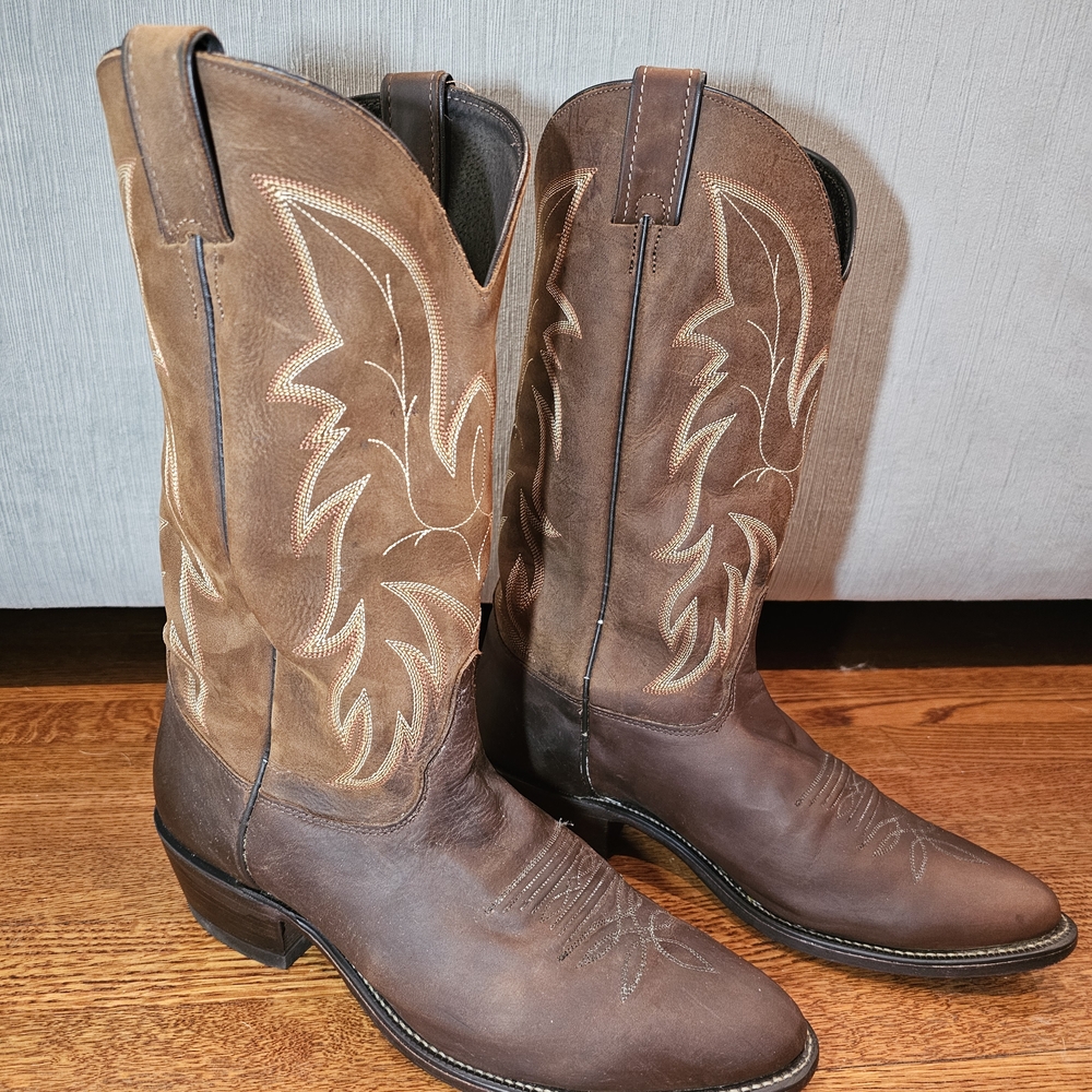 Justin Bay Apache Leather Cowboy Boots 10 EE 2263